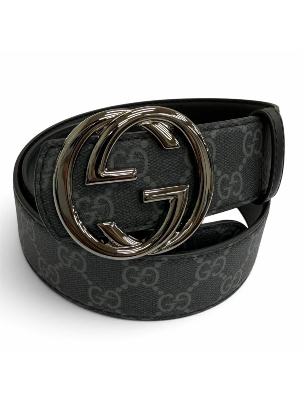 Gucci GG Supreme Interlocking G Buckle Reversible Leather Belt Black 80